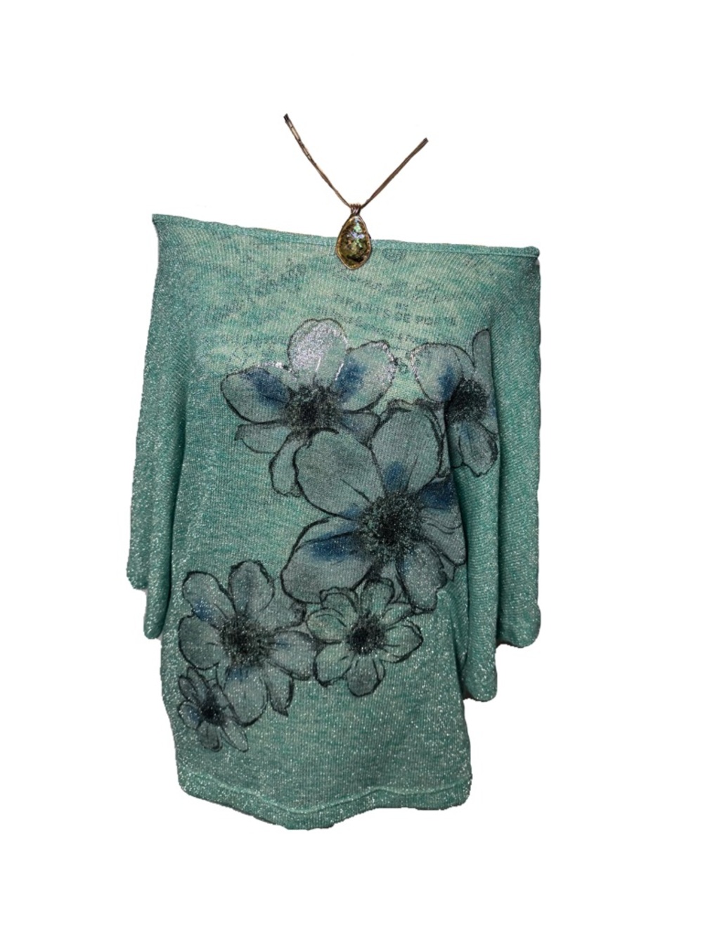 Floral Off‑Shoulder Top in Aqua Teal | Y2K